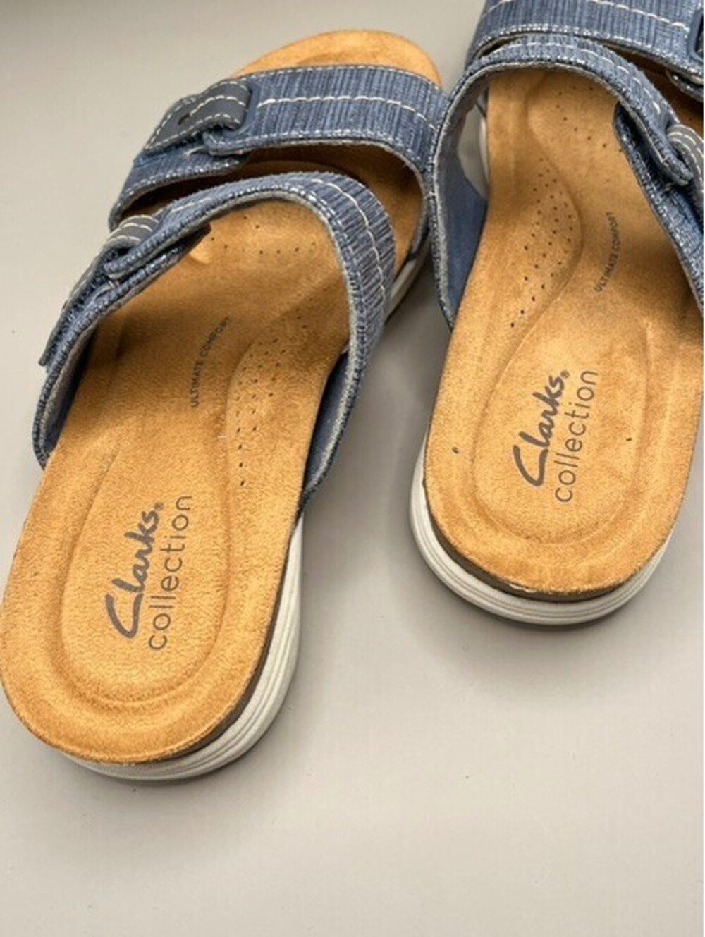 Clarks Laurieann Bell Denim Blue Strappy Comfort Sandals Women's 6.5 M EUC - Picture 4 of 4